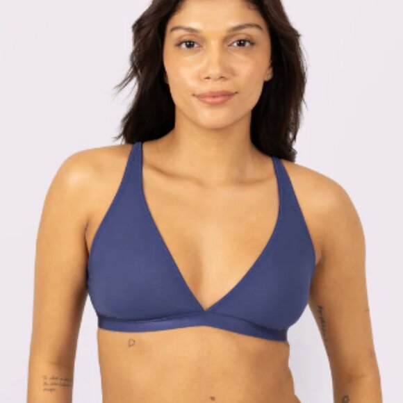 Parade Silky Mesh Plunge Teal Blue Wireless Bra Size S1 2019 - Picture 1 of 8